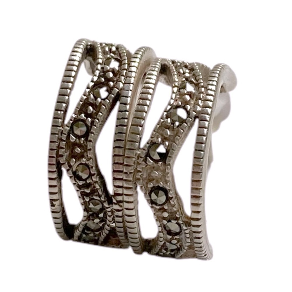 Women’s Vintage Marcasite Sterling Silver .925 Hoop Earrings